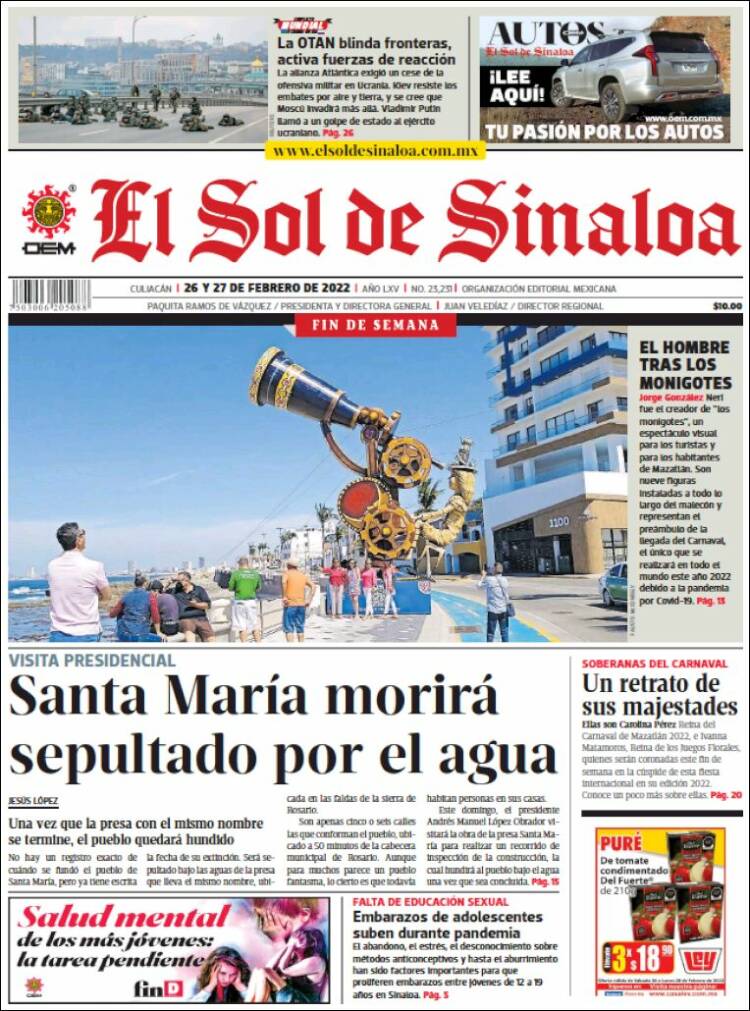 Portada de El Sol de Sinaloa (México)