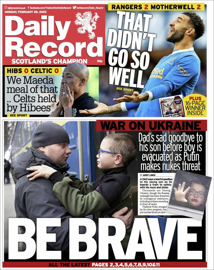 Portada de Daily Record (Reino Unido)