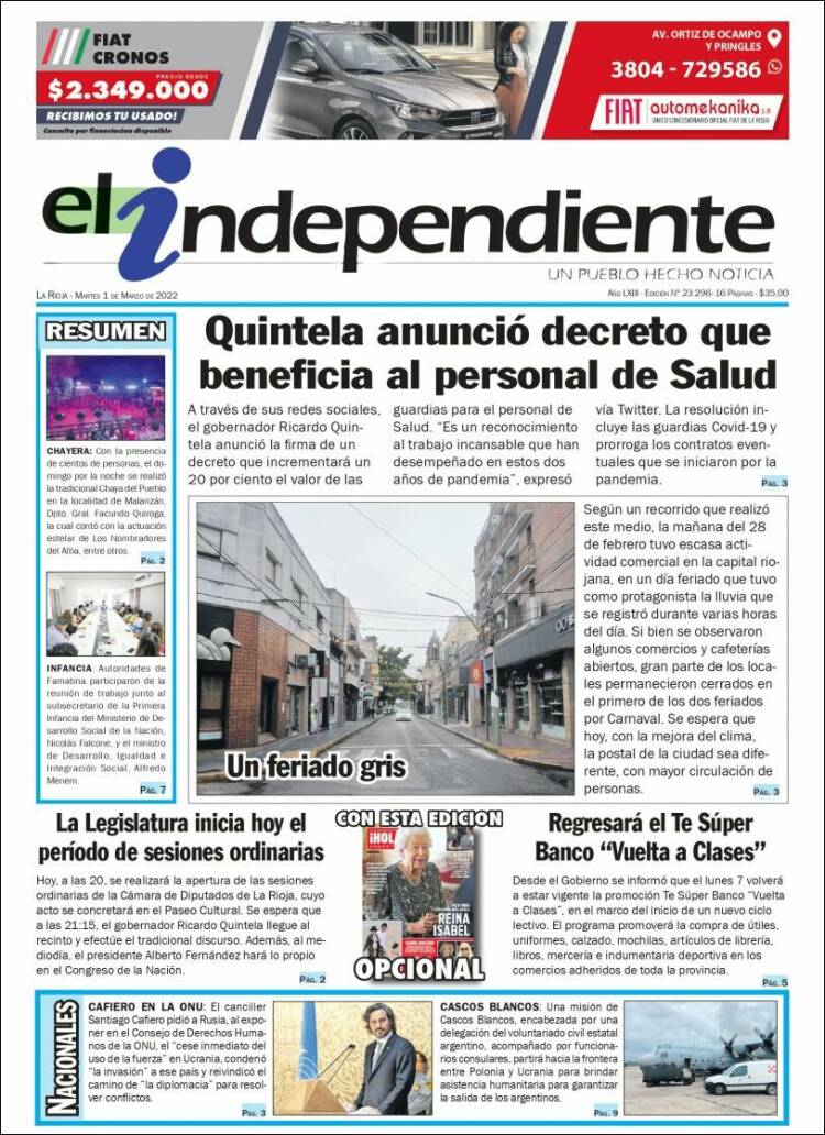 Portada de El Independiente (Argentina)