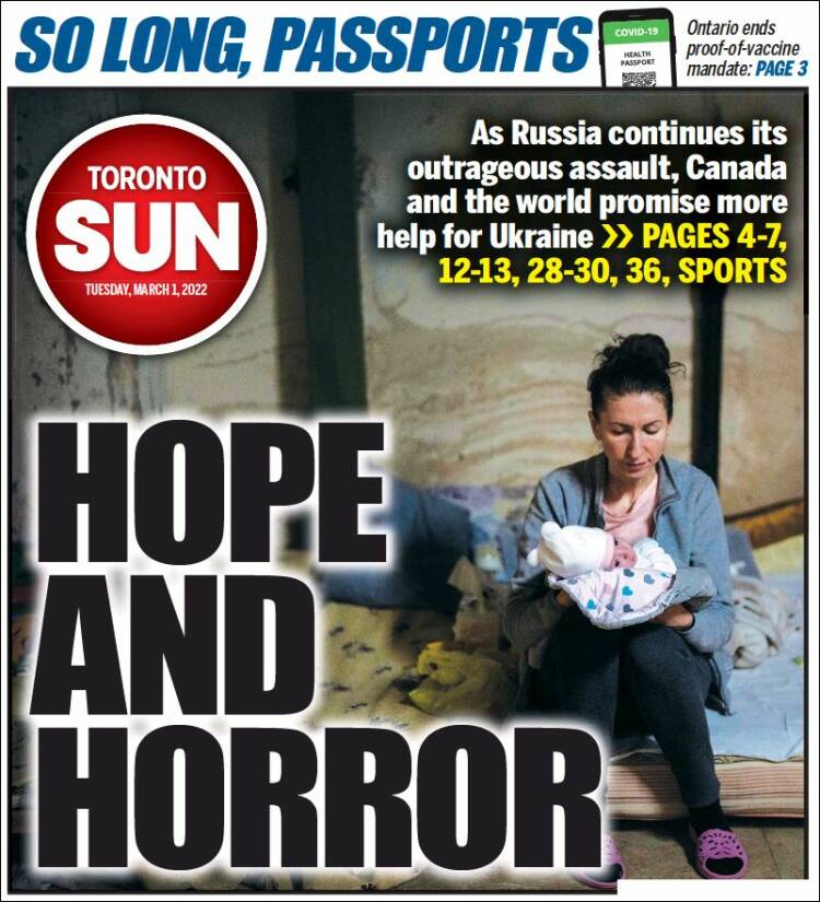 Portada de The Toronto Sun (Canadá)