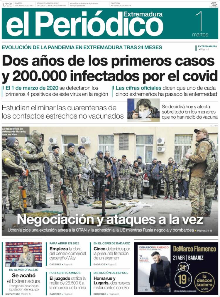 Portada de El Periódico de Extremadura (Espagne)
