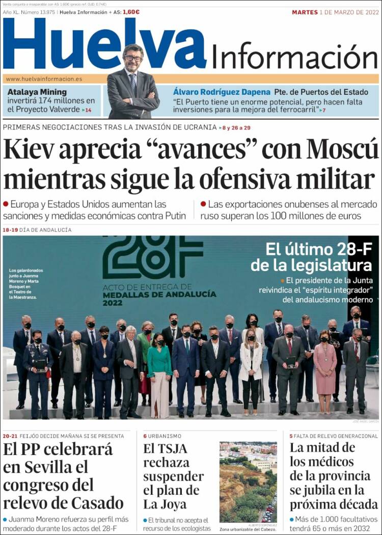 Portada de Huelva Información (España)