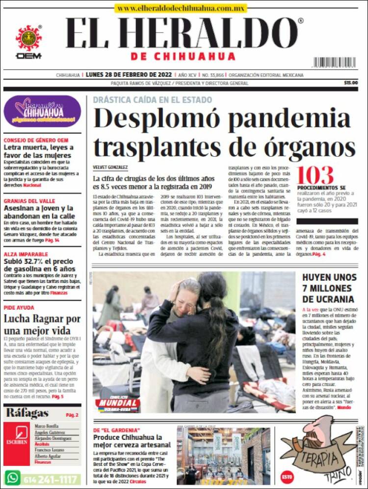 Portada de El Heraldo de Chihuahua (México)