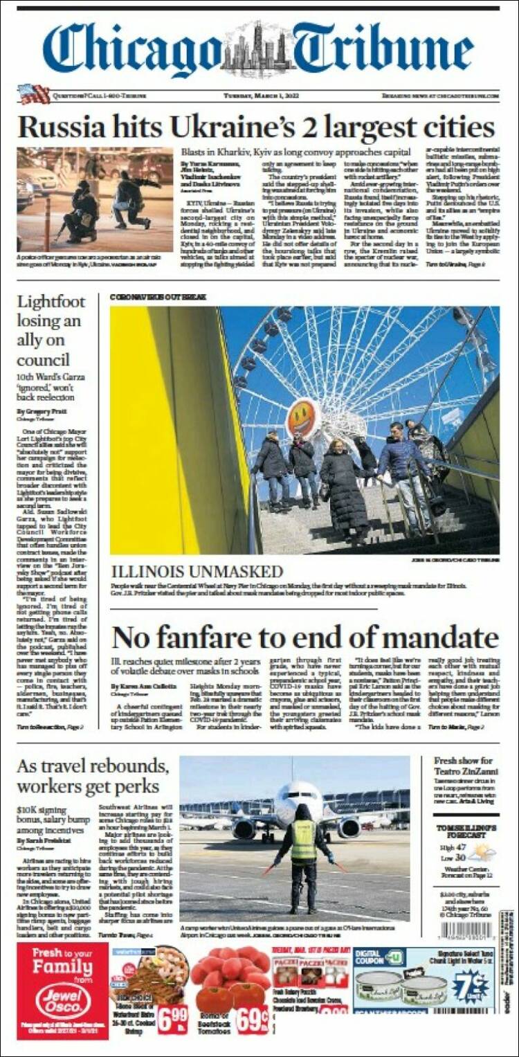 Portada de Chicago Tribune (USA)