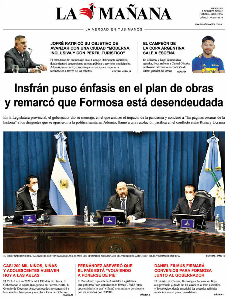 Portada de Diario La Mañana (Argentina)