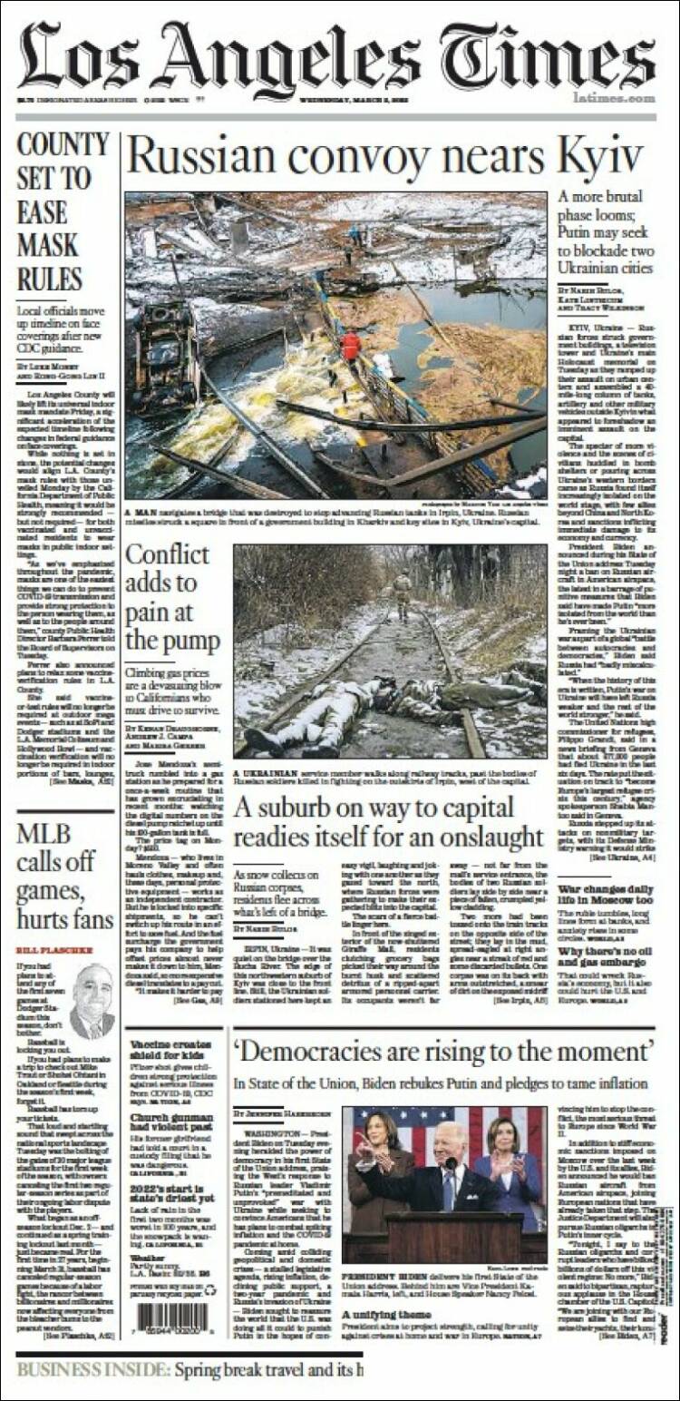 Portada de Los Angeles Times (USA)