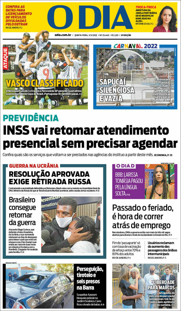 Portada de O Dia (Brasil)