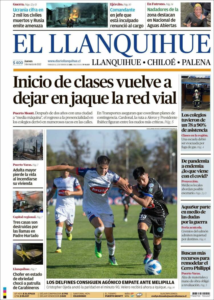 Portada de El Llanquihue (Chile)