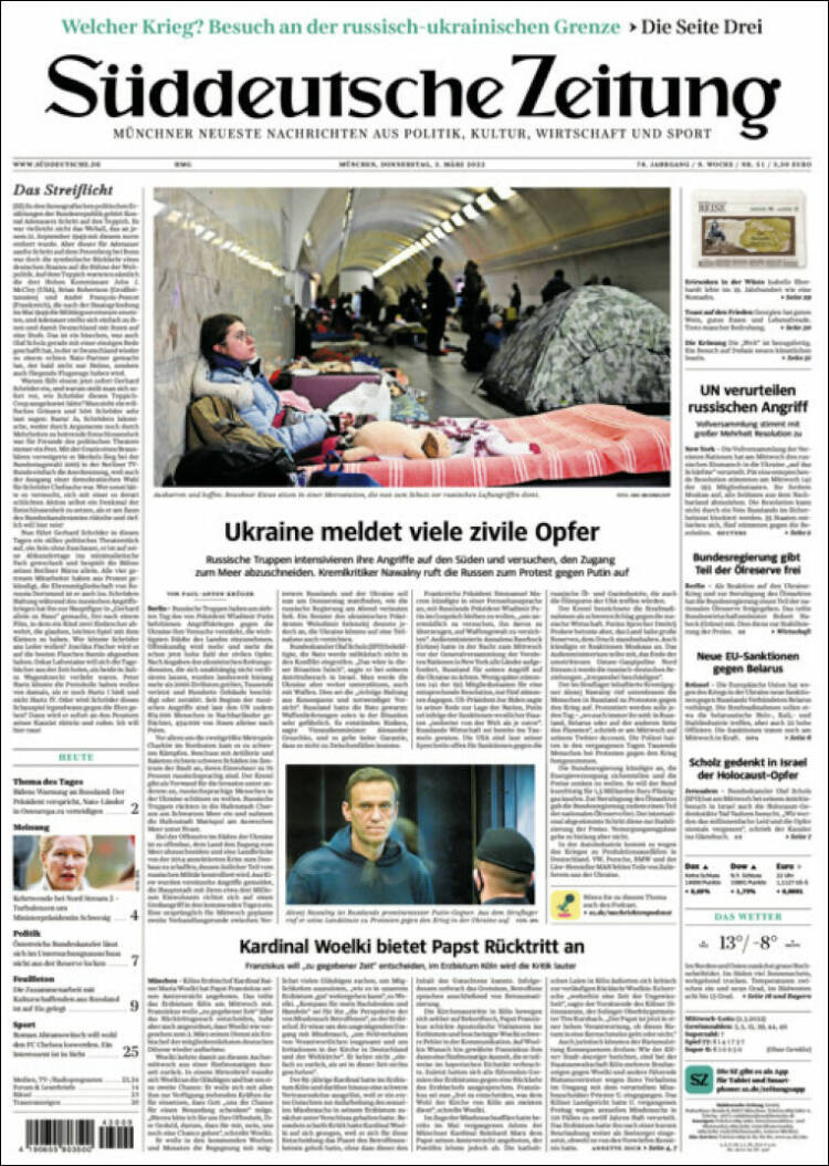 Portada de Sueddeutsche (Alemania)