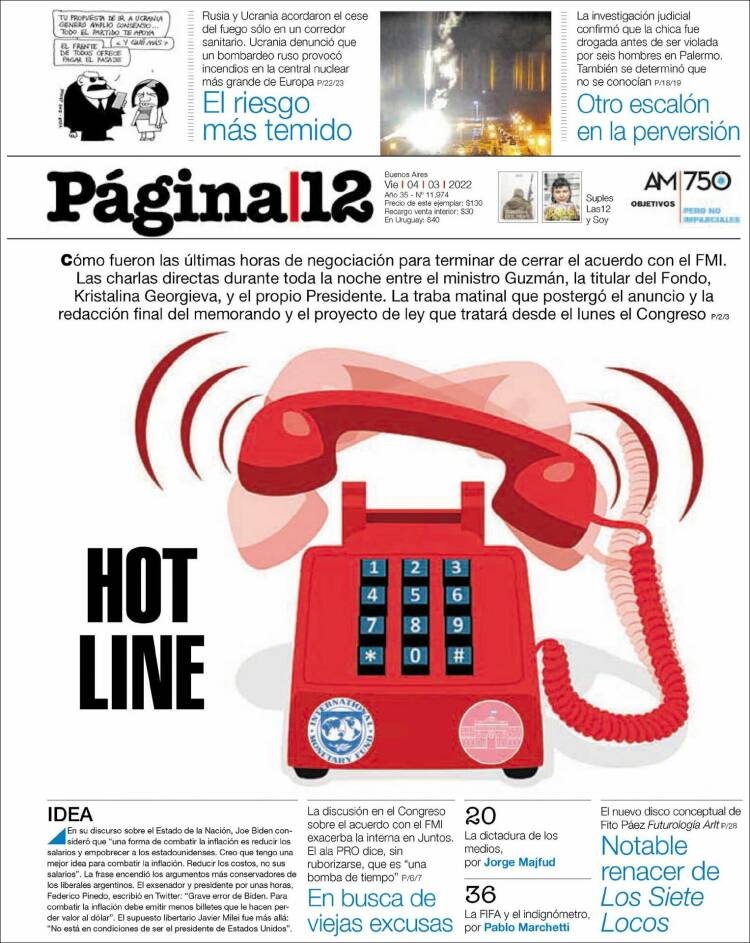 Portada de Página/12 (Argentina)