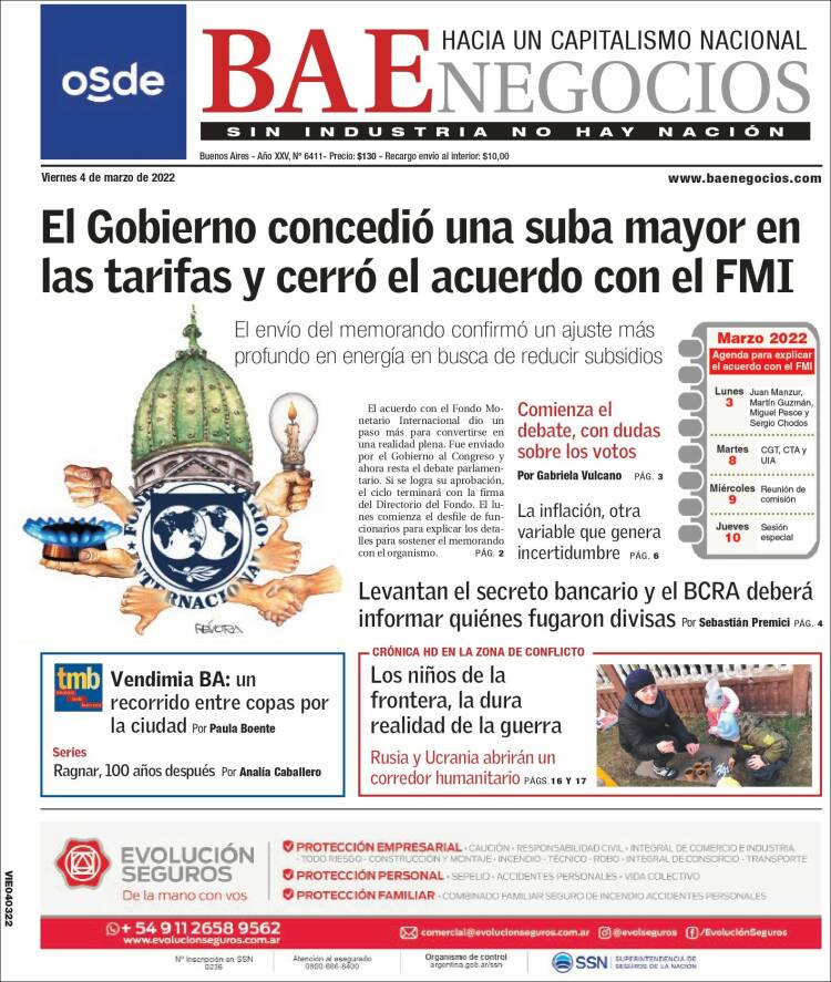 Portada de Buenos Aires Económico (Argentina)