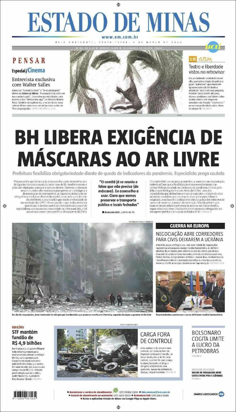 Portada de Jornal Estado de Minas (Brasil)