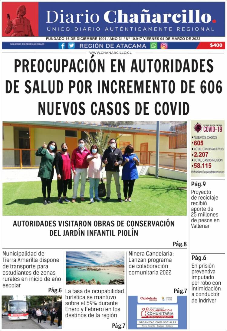 Portada de Diario Chañarcillo (Chile)