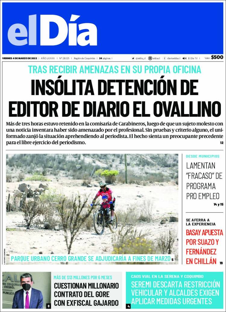 Portada de El Día (Chile)