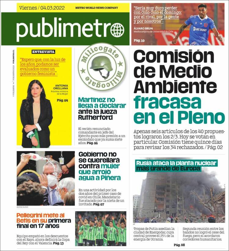 Portada de Publimetro (Chile)