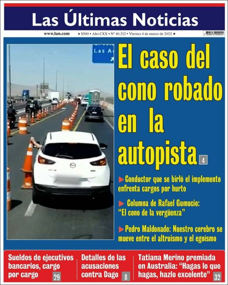 Portada de Las Últimas Noticias (Chile)
