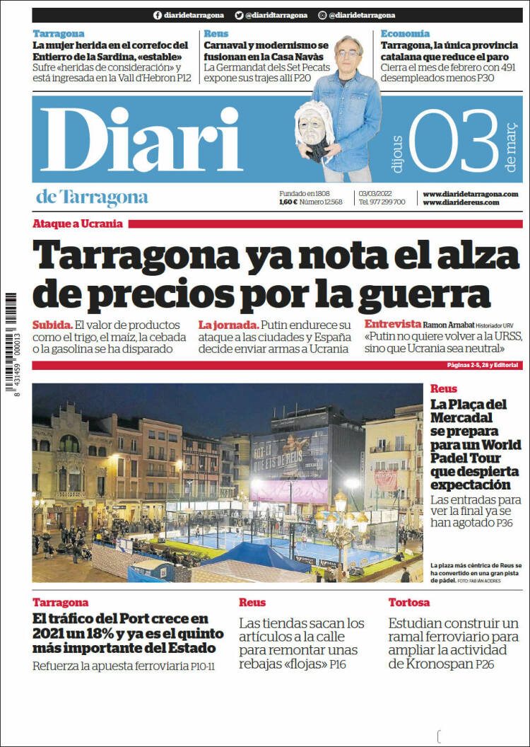 Portada de Diari de Tarragona (España)