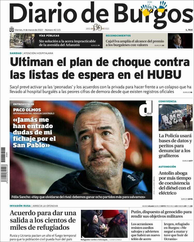 Portada de Diario de Burgos (España)