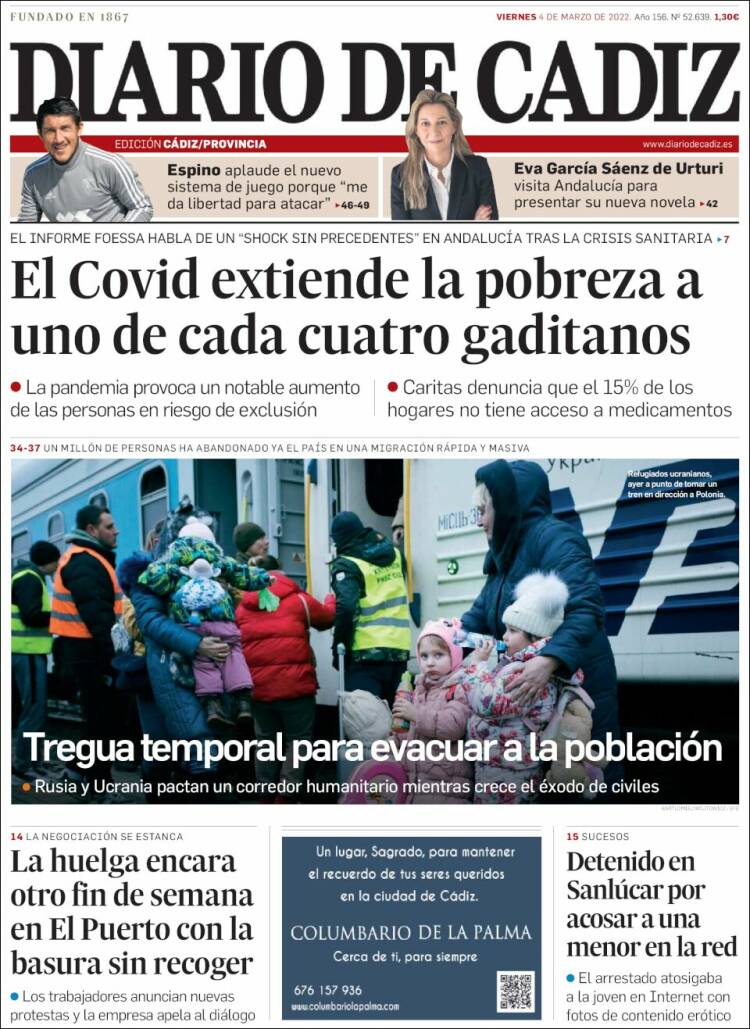 Portada de Diario de Cádiz (España)