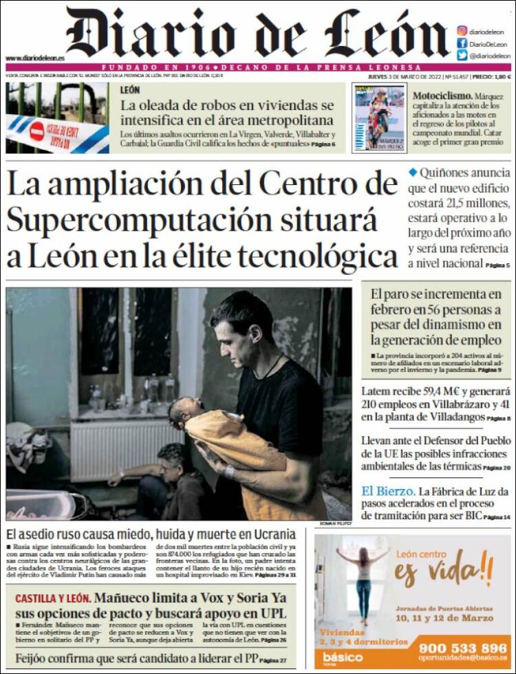 Portada de Diario de León (España)