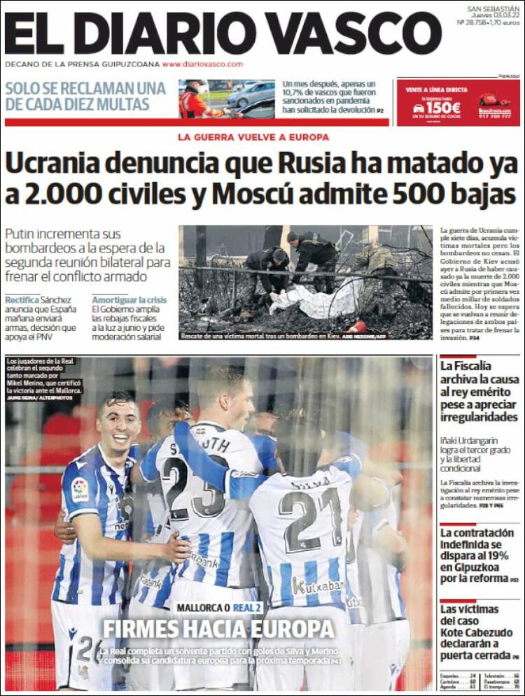 Portada de Diario Vasco (España)