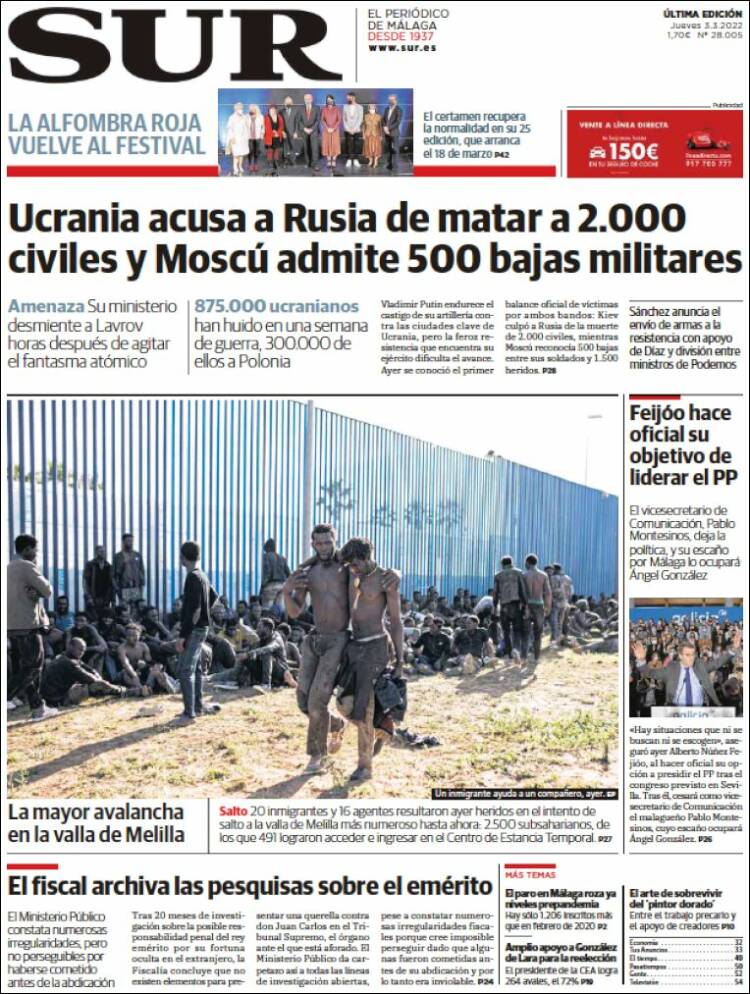 Portada de Diario el Sur (España)