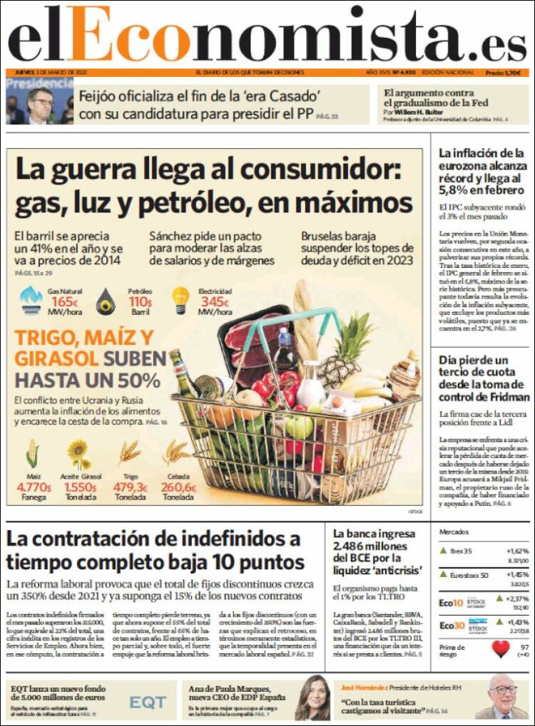 Portada de El Economista (Espa&ntilde;a)
