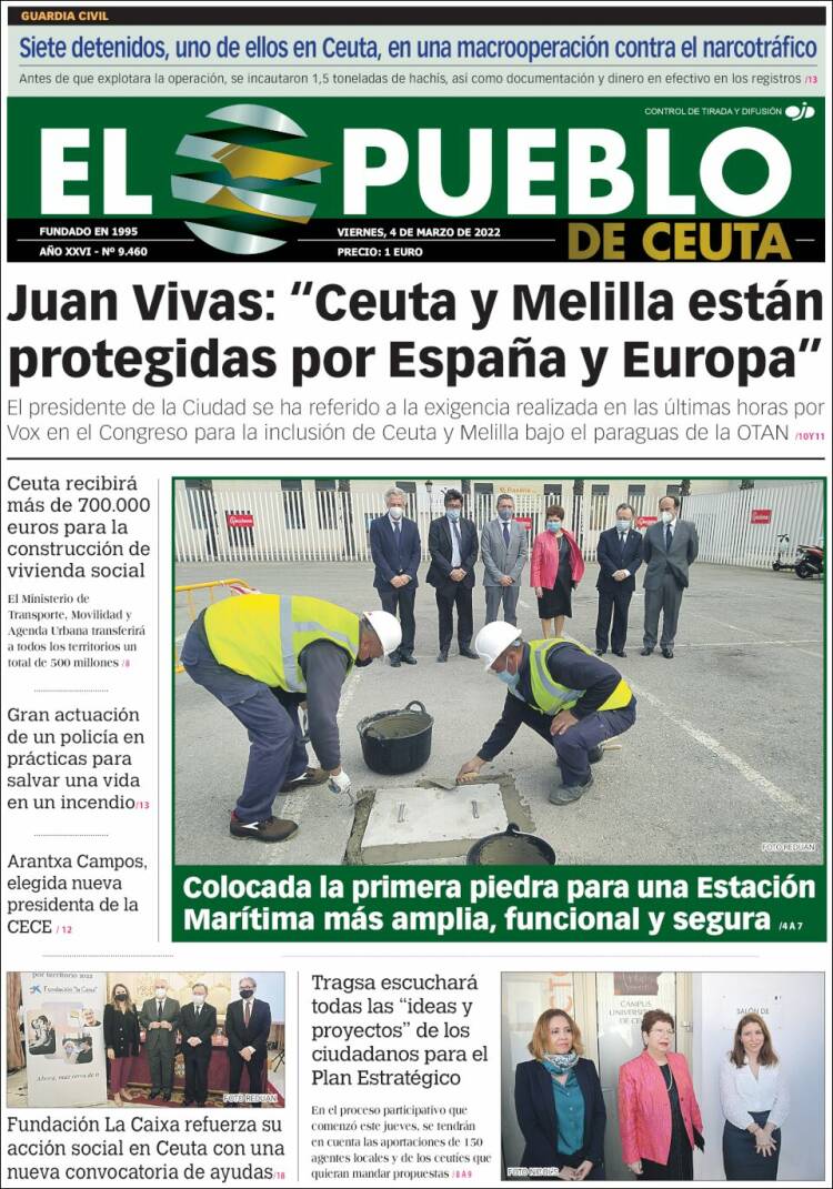 Portada de El Pueblo de Ceuta (España)