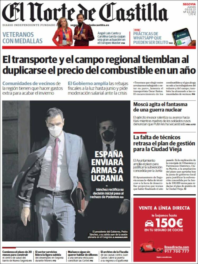 Portada de Norte de Castilla - Segovia (España)