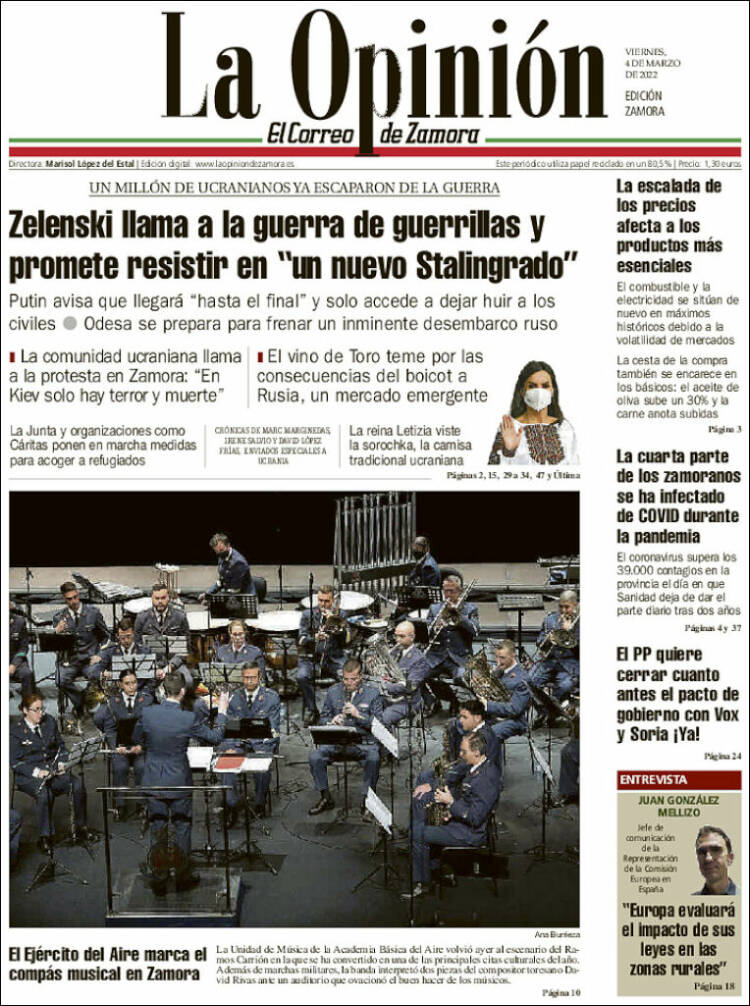 Portada de La Opinión - El Correo de Zamora (España)