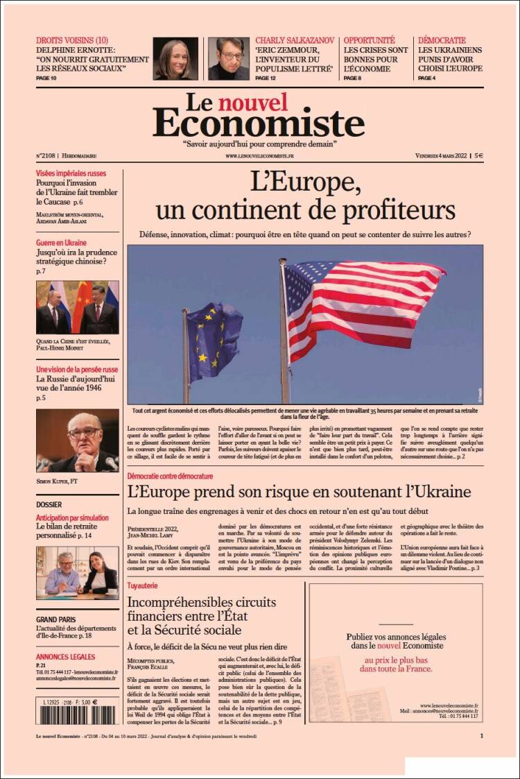 Portada de Le nouvel Economiste (Francia)