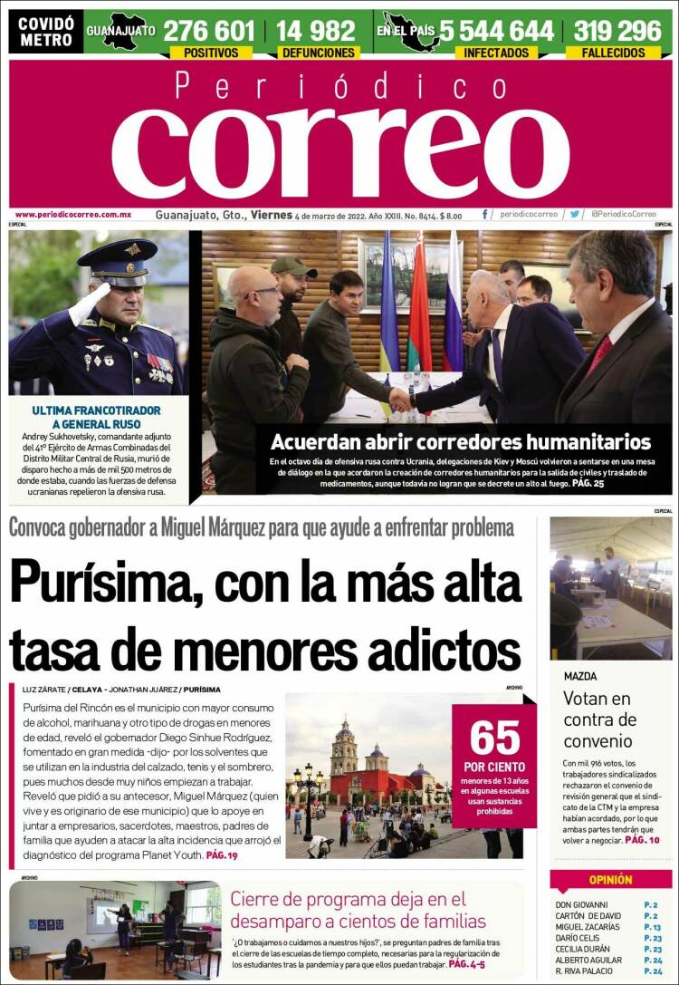 Portada de Correo - El diario del Estado de Guanajuato (M&eacute;xico)