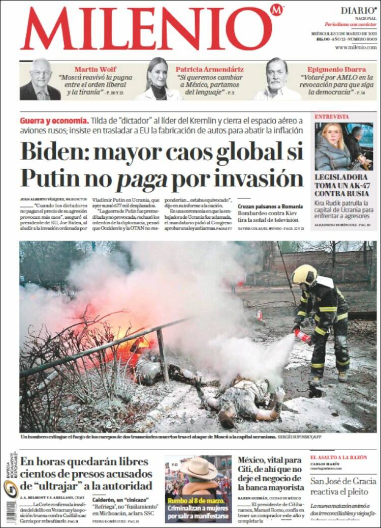 Portada de Milenio (M&eacute;xico)
