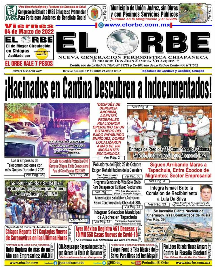 Portada de El Orbe (M&eacute;xico)