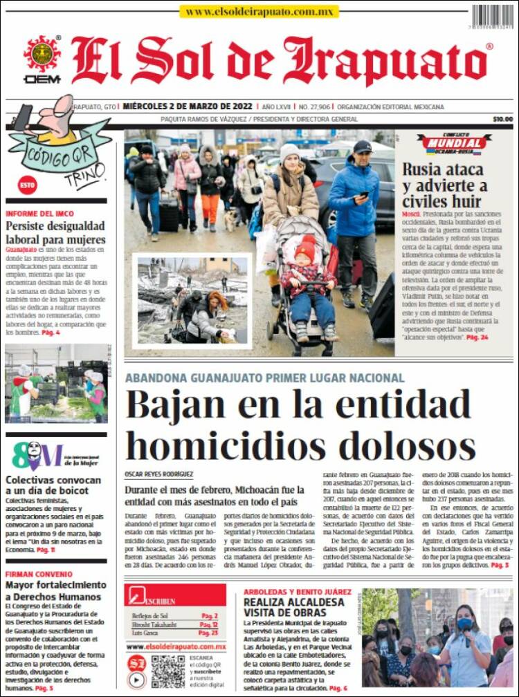 Portada de El Sol de Irapuato (M&eacute;xico)