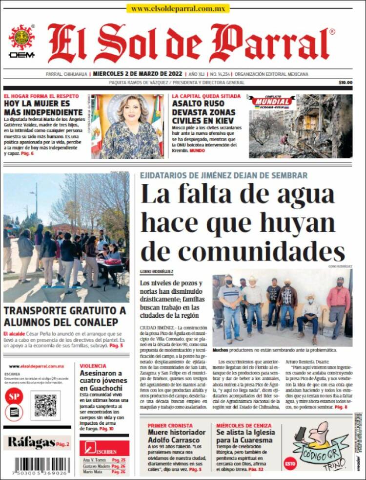 Portada de El Sol de Parral (M&eacute;xico)