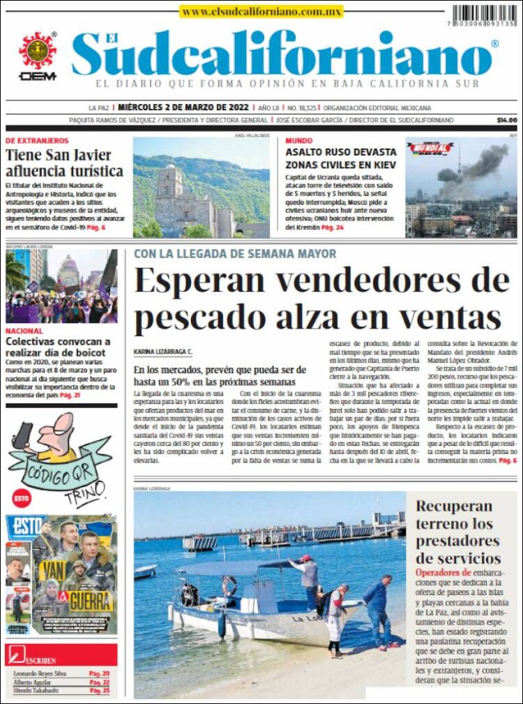 Portada de El Sudcaliforniano (M&eacute;xico)