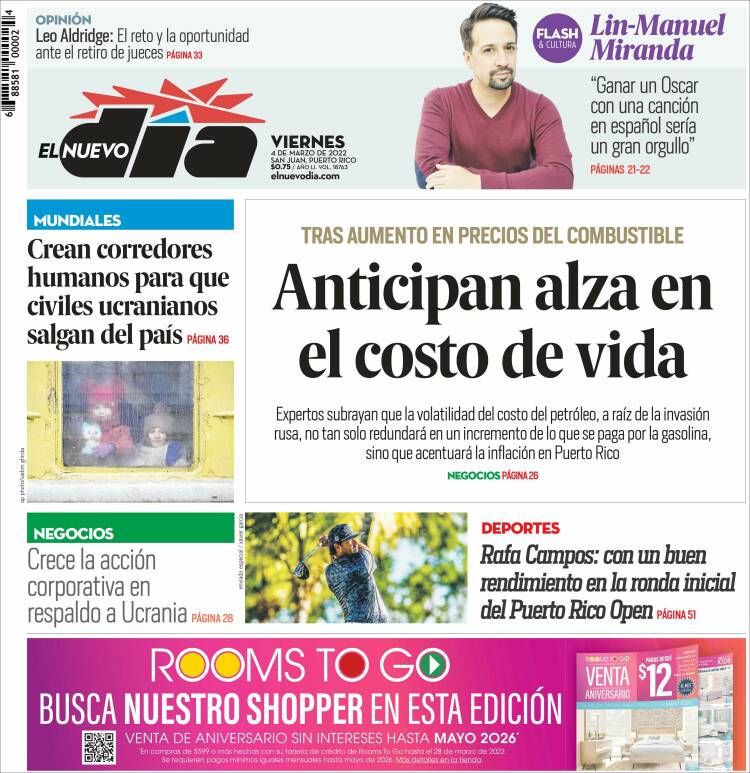 Portada de El Nuevo Día (Puerto Rico)