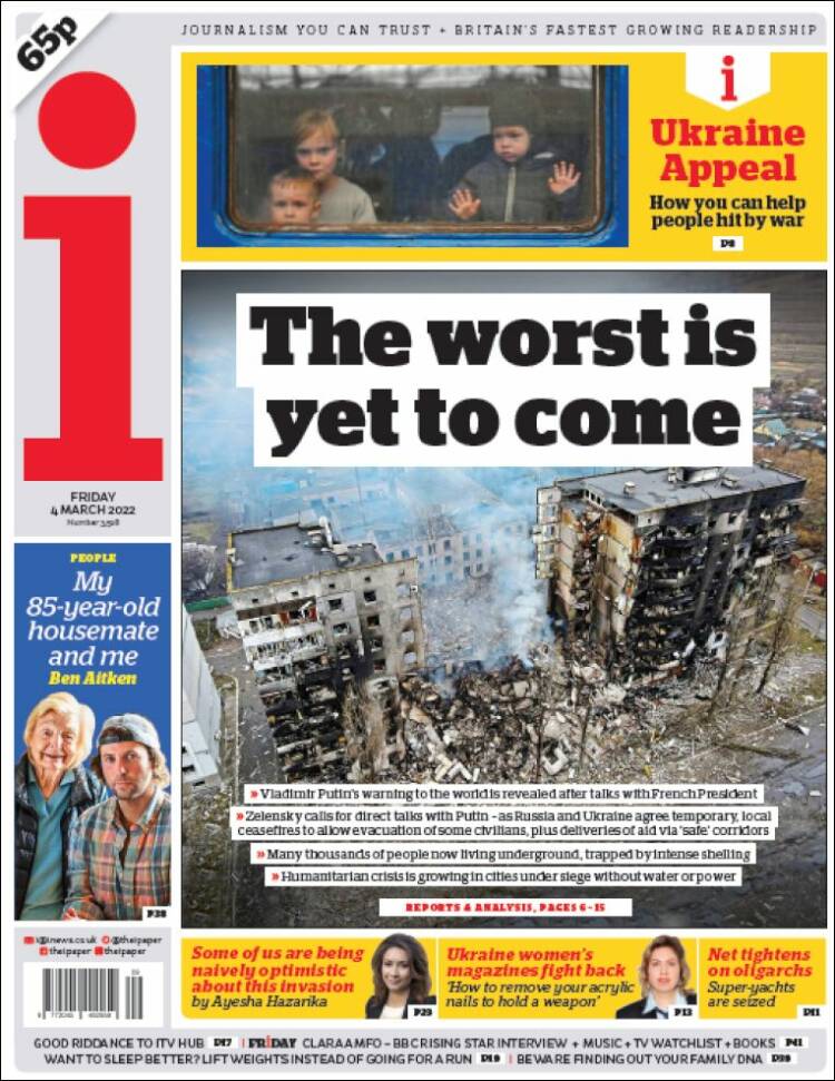 Portada de The i (Reino Unido)