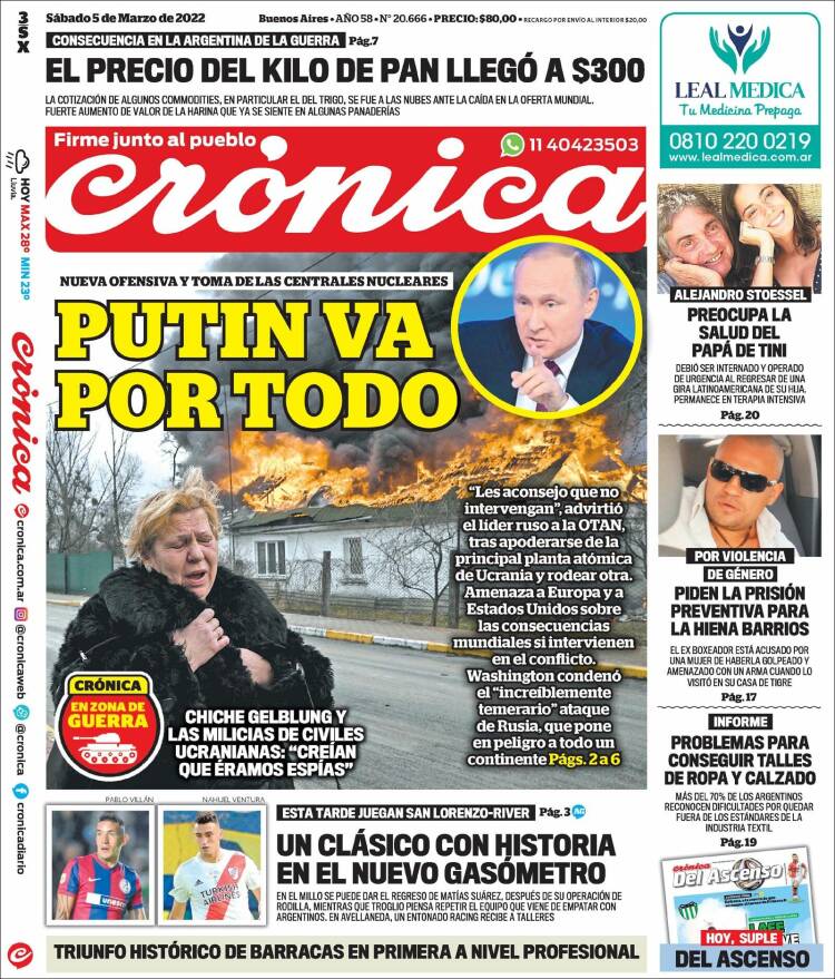 Portada de Crónica (Argentina)