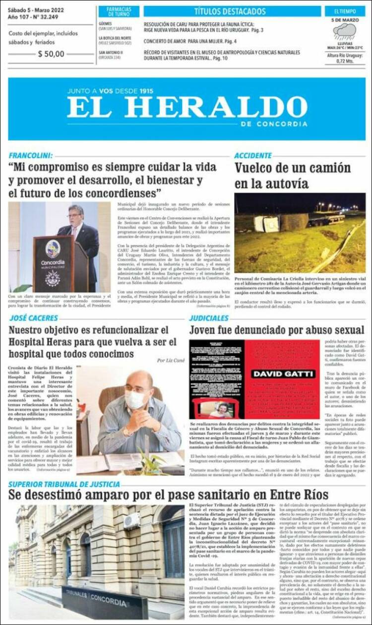 Portada de El Heraldo de Concordia (Argentina)