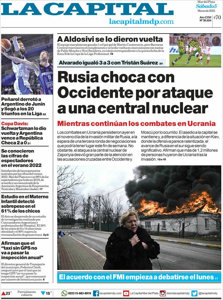 Portada de Diario La Capital - Mar del Plata (Argentina)