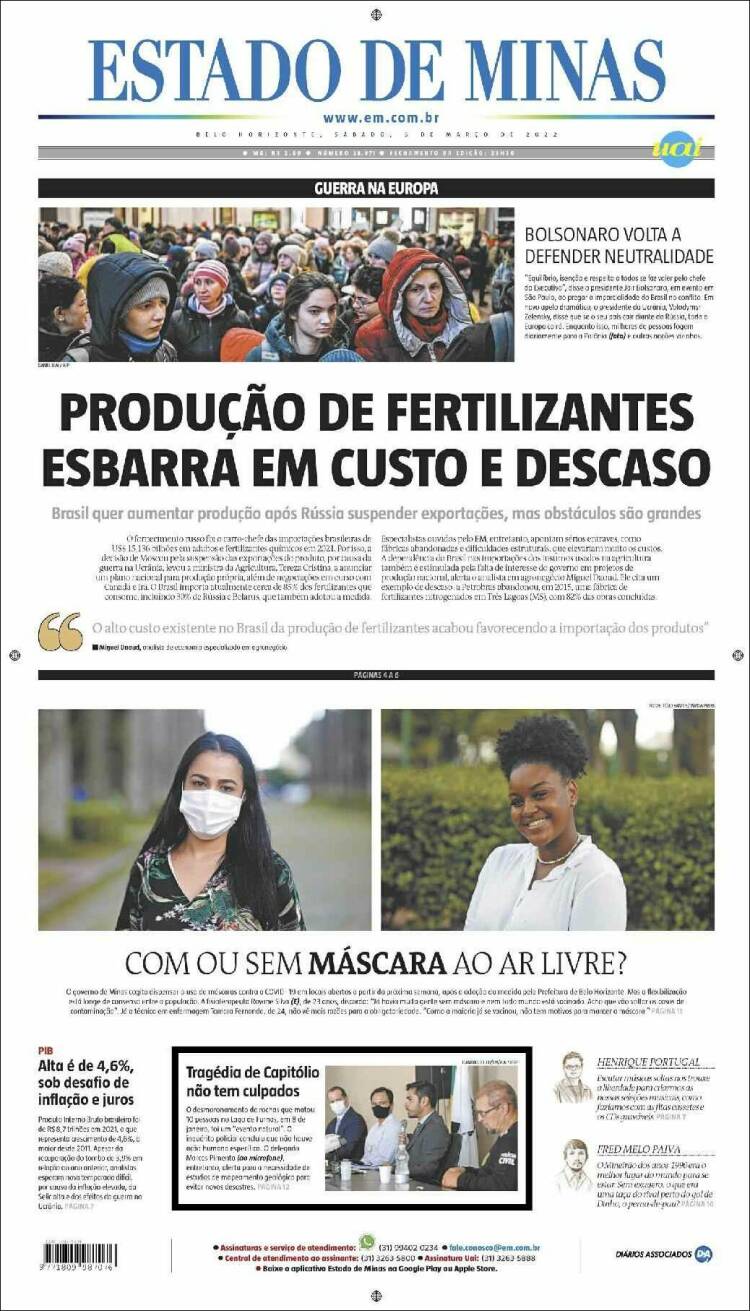 Portada de Jornal Estado de Minas (Brasil)