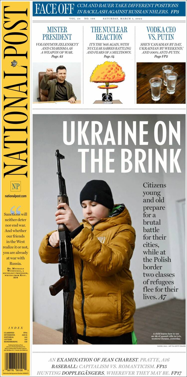 Portada de The National Post (Canad&aacute;)