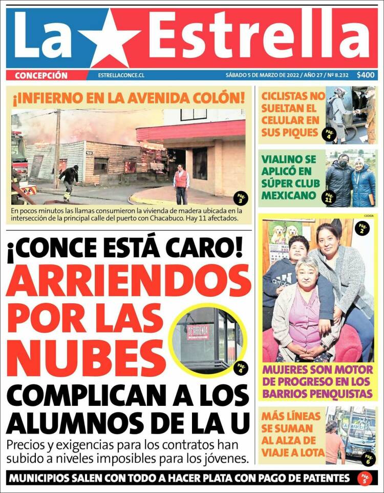 Portada de La Estrella de Concepción (Chile)