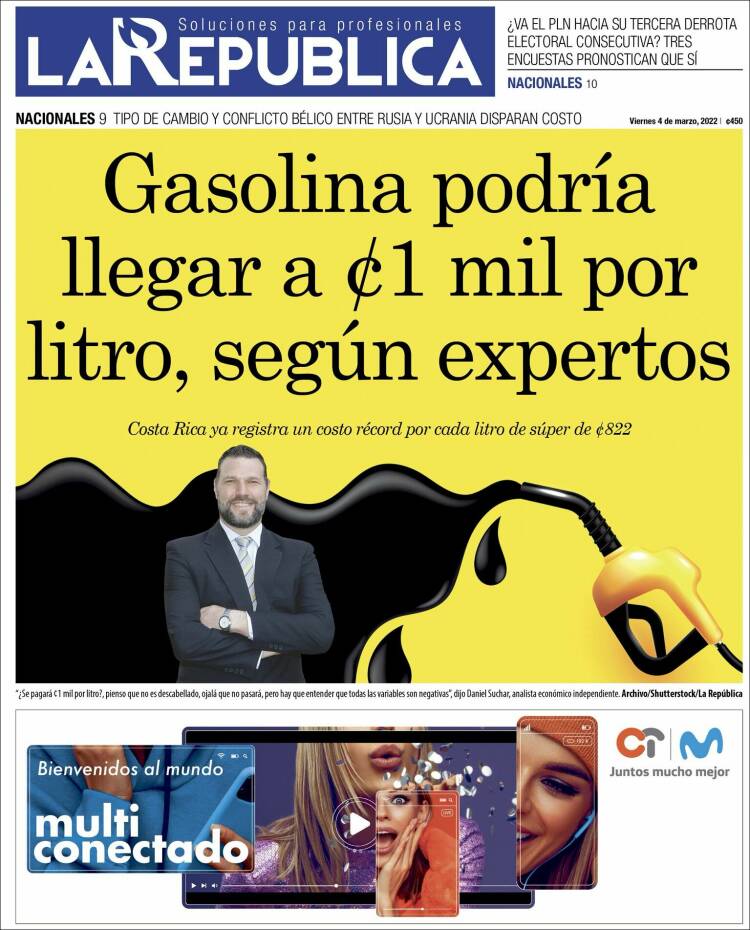 Portada de La República (Costa Rica)