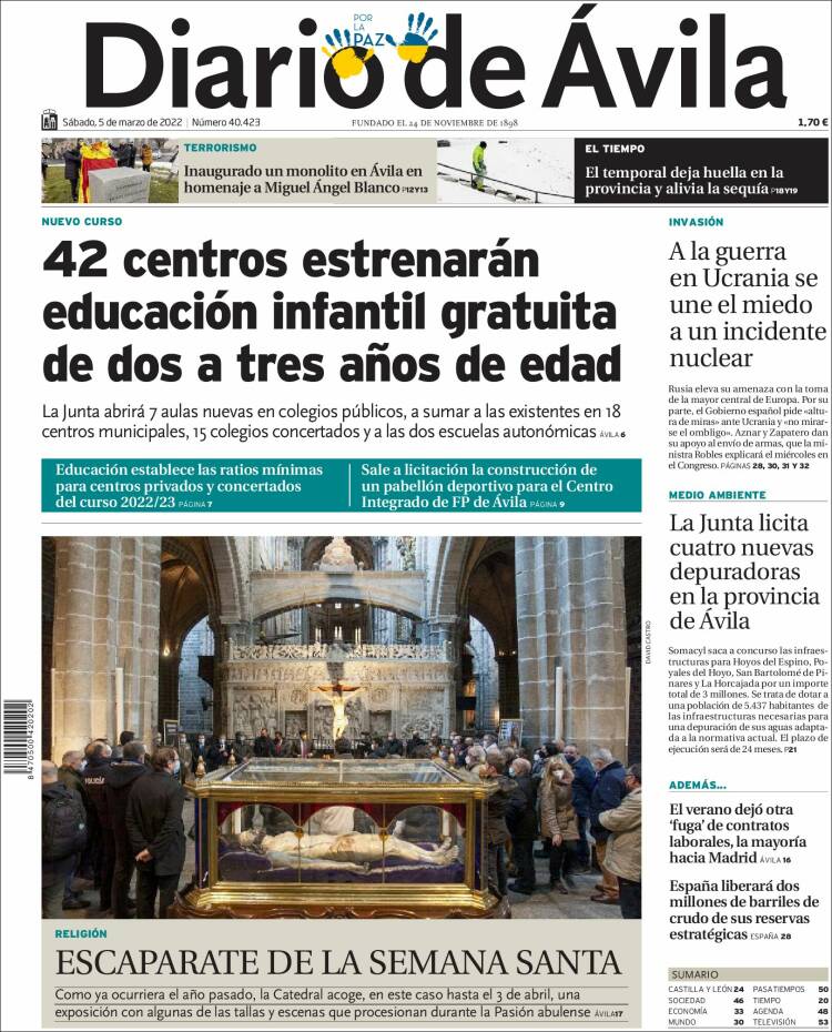 Portada de Diario de Ávila (Espa&ntilde;a)