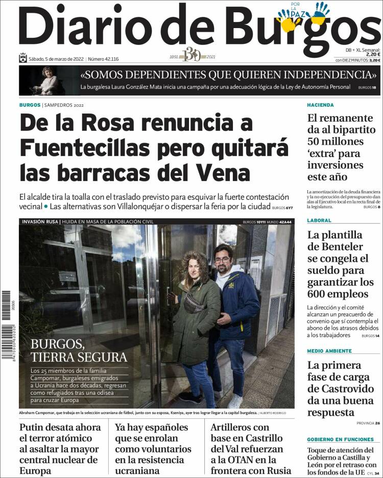 Portada de Diario de Burgos (Espa&ntilde;a)