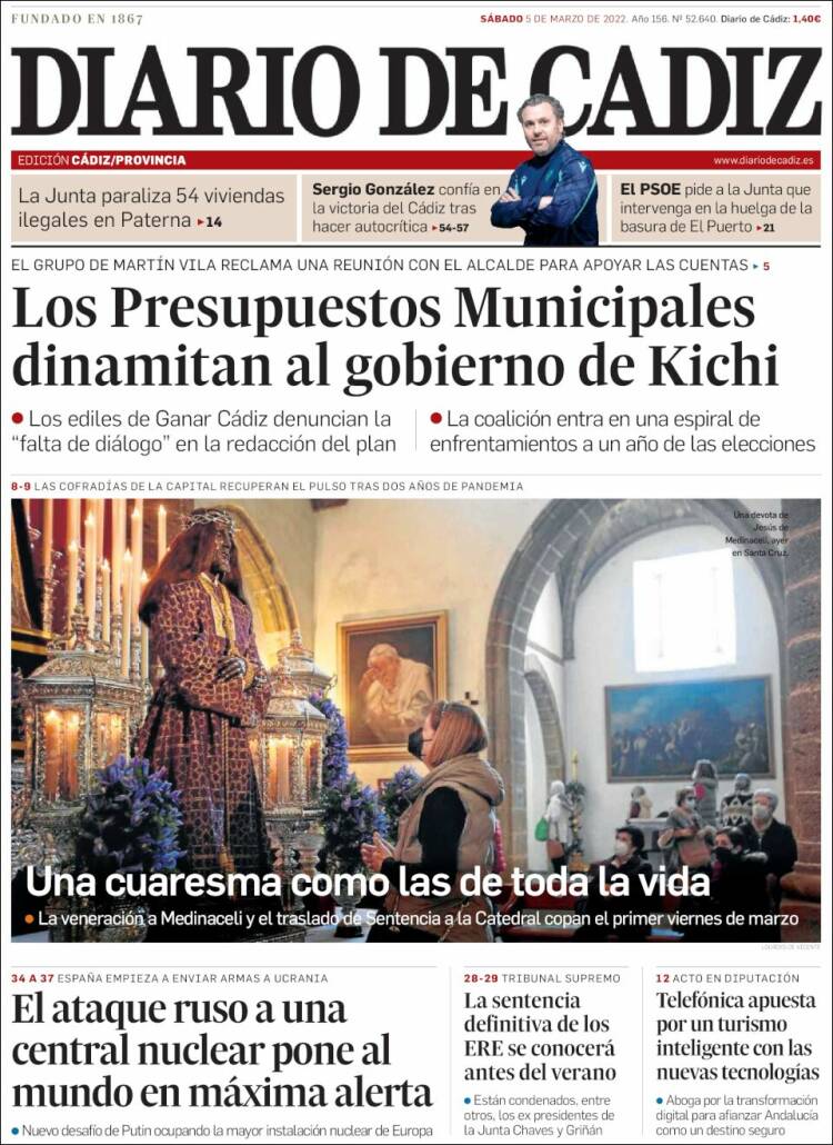 Portada de Diario de Cádiz (Espa&ntilde;a)