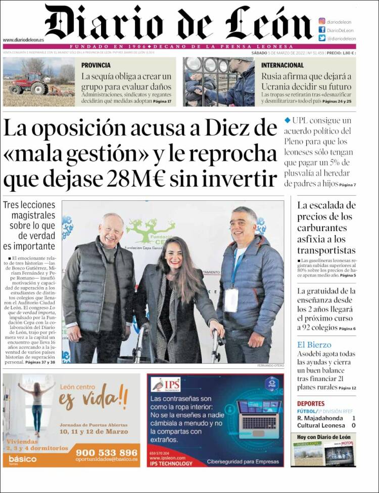Portada de Diario de León (Espa&ntilde;a)